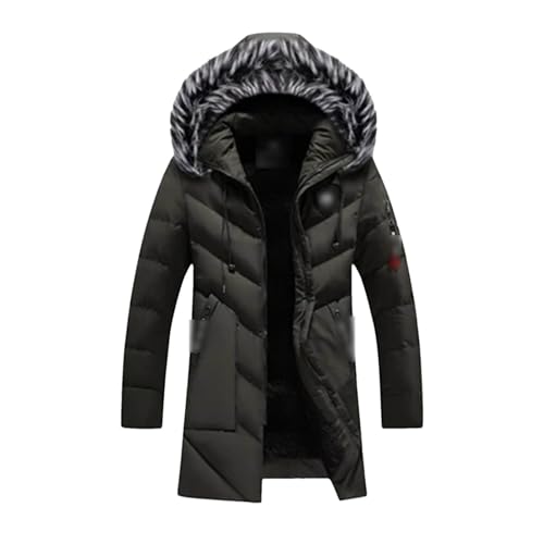 Winter Herren Lange Jacke Männer Pelzkragen Thermo Parkas Klassische Mäntel Lässige Warme Windjacke Gepolstert von Generic