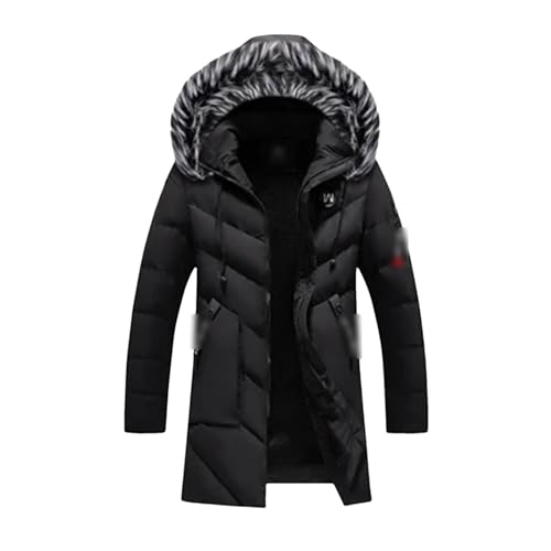 Winter Herren Lange Jacke Männer Pelzkragen Thermo Parkas Klassische Mäntel Lässige Warme Windjacke Gepolstert von Generic