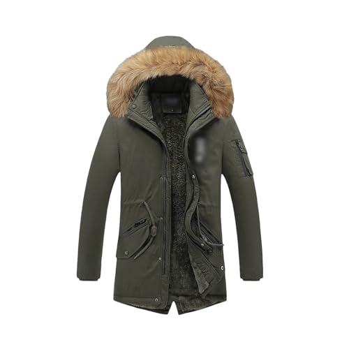 Winter Männer Warme Dicke Fleece Pelz Kragen Lange Jacke Casual Winddicht Military Parkas Klassische Jacke Mantel von Generic