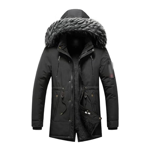 Winter Männer Warme Jacke Baumwolle Winddicht Casual Parkas Jacke Mantel Pelz Kragen Verdicken Outwear Abnehmbare Hut Jacke von Generic