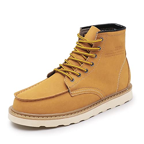 Winter warme und praktische Schuhe Lederschuhe Herren Winter Stiefeletten Leder Fell High Top Stiefel Herren Herren Schneestiefel Handgefertigte wasserdichte rutschfeste warme Herren Arbeitsschuhe von Generic