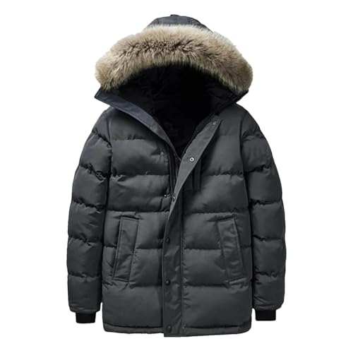 Winter wattierte Jacke Herren mit Pelzkragen Kapuze Warmer Mantel Casual Parka Puffer Daunenjacke von Generic