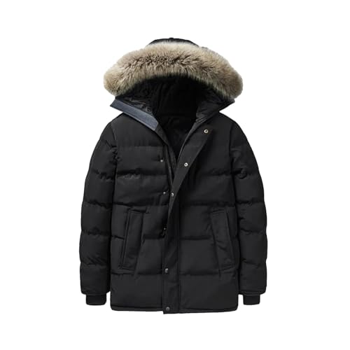 Winter wattierte Jacke Herren mit Pelzkragen Kapuze Warmer Mantel Casual Parka Puffer Daunenjacke von Generic