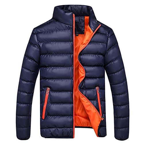 Winterjacke Herren Große Größen, Steppjacke Herren Leicht,Outdoor Daunenjacke Herren Stehkragen Lässig Outdoorjacke Warme Pufferjacke Taschen Trendiges Einfarbig Cottonjacken Jacke Mantel von Generic