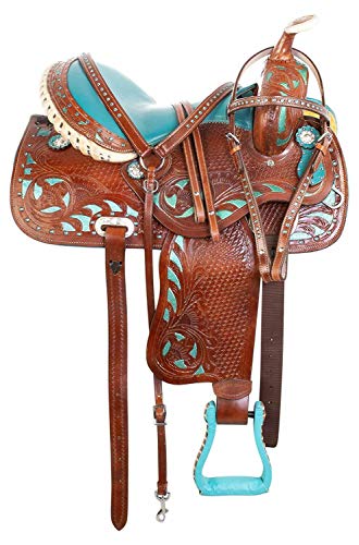 Wonder Wish Horse Western-Leder-Sattelzange für Jugendliche, mit passendem Pferdebrustkragen, Zaumzeug und Pferdezügeln (Größe 12) von Generic
