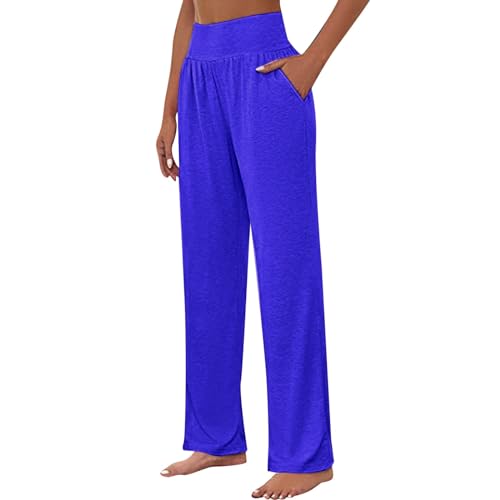 Yoga Hose Damen Locker -Yogahose Damen Weites Bein Jogginghose Lang Sporthose Baggy Freizeithose Trainingshose mit Taschen Loose FitLounge Pants Einfarbig Fitnesshose für Fitness Workout Pilates von Generic