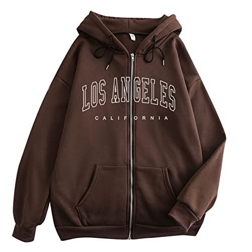 Zip Hoodie Damen, Zipper Hoodie Damen Einfarbig Zip Casual Hoodie Große Größen Lose Sportjacke Langarm Hoodie Damen Mit Tasche Herbst Winter Thermojacke Damen College Jacke Mädchen von Generic