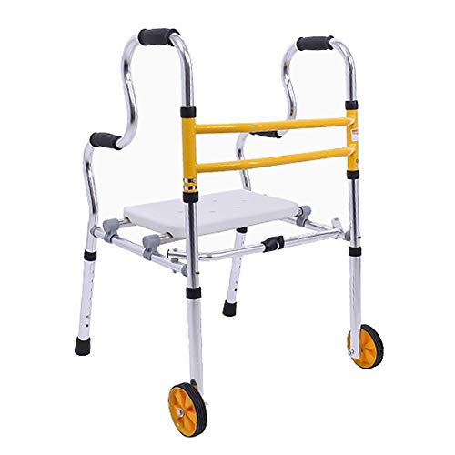 zusammenklappbarer rollator, rollator für große Menschen, gehhilfe mit 2 rädern und Sitz, Faltbarer rollator aus Aluminium, tragbare tritthilfe für Erwachsene, ältere Menschen von Generic