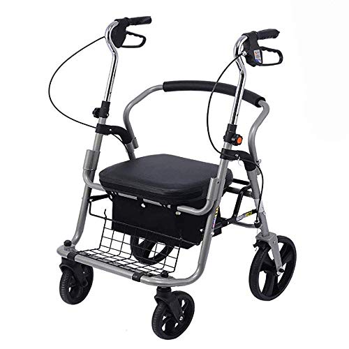 zusammenklappbarer rollator, rollatoren, zusammenklappbarer rollator, einkaufswagen, rollator mit Vier rädern, mit gepolstertem Sitz, ergonomischen Griffen und einkaufskorb, geeignet für ältere von Generic