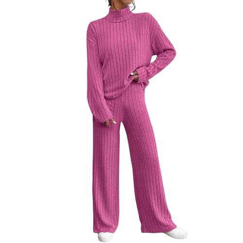 Zweiteiler Damen Strickanzug Langarm Gerippt Strickpullover Lange Schlaghose Sportanzug Lounge Set Freizeit Outfit Zweiteiler Damen Freizeit Set Zweiteiler Damen Strickanzug Langarm Gerippt Strickpullover Lange Schlaghose Sportanzug Lounge Set Freizeit Outfit Zweiteiler Damen Freizeit Set von Generic