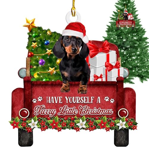 for Women Dackel-Weihnachtsbaumschmuck,Hund-Weihnachtsbaumschmuck | Lustiges Dackel-Ornament – ​​2D-Acryl-Dackel-Ornament, SALC-Hunde-Dekor House Decor von Generic