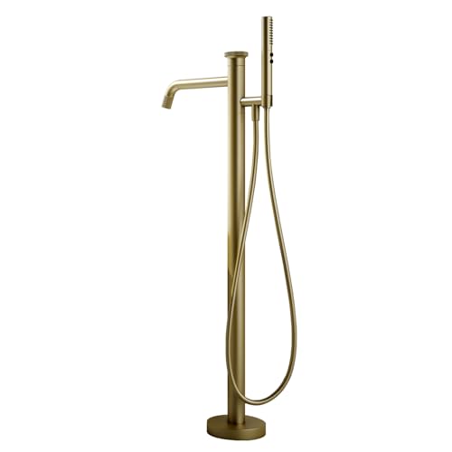 freestanding Bath Shower Mixer tap hot and Cold Bath Mixer taps with Shower Set 360 Degree Swivel tap Brass, Gold von Generic