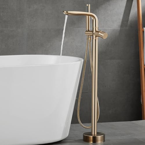 freestanding Bathtub Faucet Single Lever Bath Shower Mixer tap Shower taps with Shower Mixer 360 Swivel spout, Gold von Generic