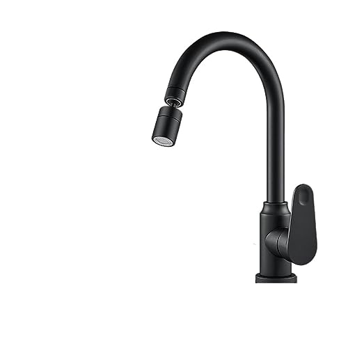 fyfgnb Gourmet Küchenarmatur, Küchenspüle, Wasserhahn, Edelstahl, 360° drehbar, Kalt- und Warmwasser, Schwarz, Küche, Einhebelmischer (Nero) von Generic