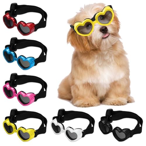 kleine süße Hunde-Sonnenbrille, herzförmige uv-schutzbrille, uv-schutzbrille, augenschutz mit verstellbarem Riemen, welpen-antibeschlag-Sonnenbrille, für Halloween-weihnachtskostüm von Generic