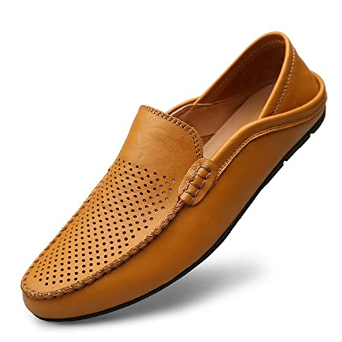 männer Schuhe Sommer hohl Schuhe männer Casual Luxus Marke echtes Leder Loafer männer atmungsaktive Boot Schuhe Slip von Generic