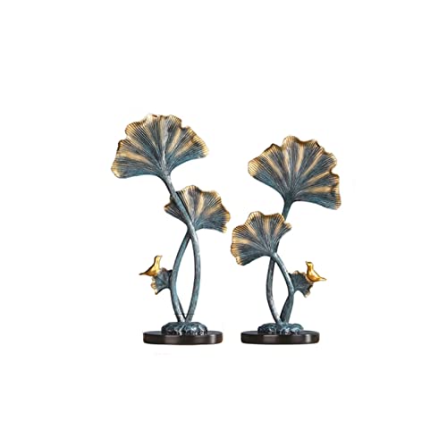 modern Home Decor Statuen Ornamente Harz Vogel Ginkgo Blatt Ornament Büro Schlafzimmer Wohnzimmer Veranda Desktop-Dekoration Skulptur Figuren Ornamente (Farbe: Blau) Gifts for Couples von Generic