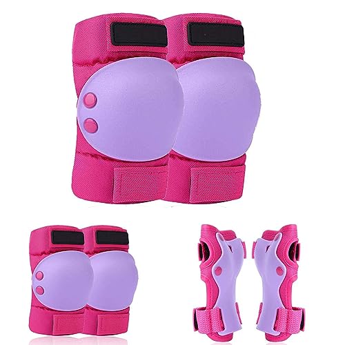 nanologi Kinder Knieschoner Set, 6 in 1 Schutzausrüstung Kinder Knieschützer für 6-13 Jahre Kinder Ellbogenschützer Set für Skateboard Radfahren Roller - Rosa von Generic