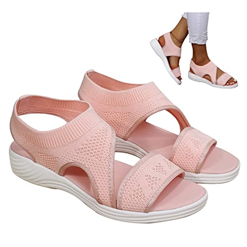 orthopädische Slingback-Sandalen für Damen, abgestufte, Dicke Unterseite, fischmaul-Strand-freizeitsandalen, Bequeme Sport-stricksandalen, mesh-Schuhe mit weicher Sohle, offene zehen-Strandsandalen von Generic