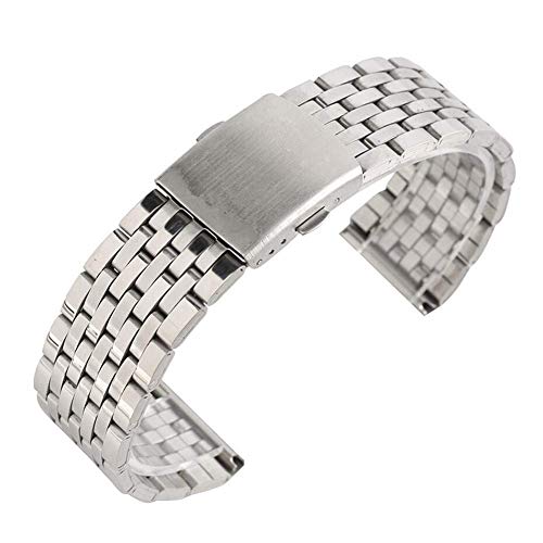 uhrenarmband, 18/20/22 mm, silbernes hohles Edelstahl-uhrenarmband, faltschließe mit sicherheitsband, für Herren und Damen, Uhren, ersatzarmband von Generic