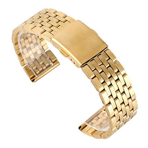 uhrenarmband, Gold, 18/20/22 mm, hohles Edelstahl-uhrenarmband, faltschließe mit sicherheitsband, für Herren und Damen, Uhren, ersatzarmband von Generic