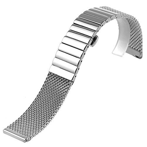 uhrenarmband 18/20/22/24 mm Armband edelstahlarmband poliertes silbernes mesh-Band für männer Frauen Armbanduhr Armband von Generic