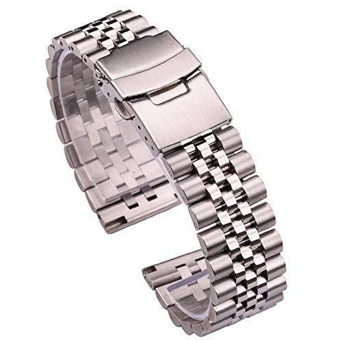 uhrenarmband Edelstahl uhrenarmbänder Damen Herren Armband 18mm 20mm 22mm 24mm Silber Straight end uhrenarmband uhrenzubehör von Generic