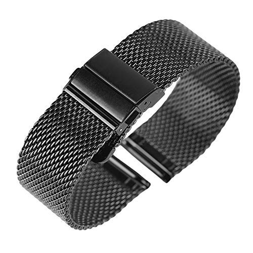 uhrenarmband schwarz/Silber/roségold 18 mm/20 mm/22 mm uhrenarmband mesh edelstahlarmband faltschließe Uhren ersatzarmband Armband von Generic