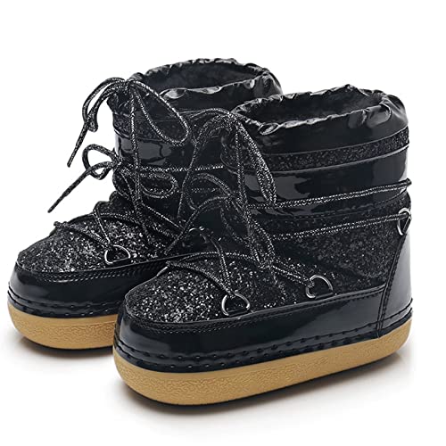 warme und praktische Winterschuhe Damenschuhe Winter-Schneestiefel skistiefel Damen-schnürstiefel mit glänzendem Fell und Baumwolle (rutschfeste, Kurze Stiefel) von Generic