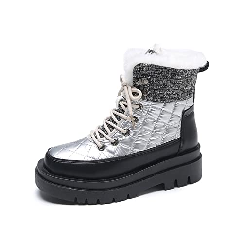 warme und praktische Winterschuhe Damenschuhe winterfrauen Schnee warme Stiefel schnürknöchel klobige motorradschuhe modestiefel damenstiefel von Generic