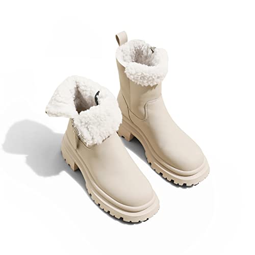 warme und praktische winterschuhe damenschuhe damen-stiefeletten mit flachem boden im winter damenstiefel gepolsterter schnee warme stiefel lässige schuhe mit reißverschluss von Generic