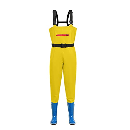 watthosen Damen wasserdicht Wathose Für Frauen Wathose Mit Stiefeln wasserdichte Atmungsaktive Crosswater Trägerhose (Farbe : Yellow, Größe : 38) von Generic