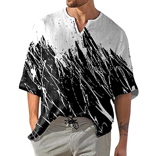 wojonifuiliy01 Männer T-Shirt Rundhals Sommer Pattern Lässige Cooler Laufshirt, Casual Kurzarmshirt Tee Oberteil Regular Fit, Tshirt Herren Kurzarm (Black, XXXL) von Generic