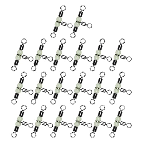 Drehbares Fass mit 3-Wege-Drehgelenk, 20 x rotierende Angelgeräte mit glänzenden Perlen, hochfester T-Turn-Anschluss für Süß- und Salzwasser von Genérico