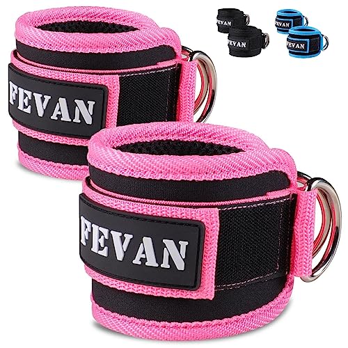 FEVAN 2 Stück Fußschlaufen Kabelzug - Ankle Straps für Frauen und Männer - Für Fitness Training (Rosa). von Genérico