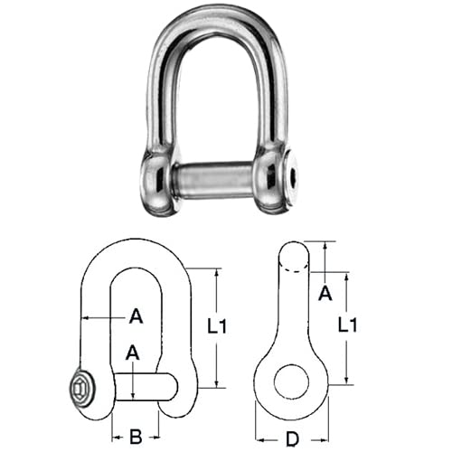 Generico Schäkel aus Edelstahl (gerade) für Anker, verschiedene Größen (Durchmesser 12 mm) von Generico