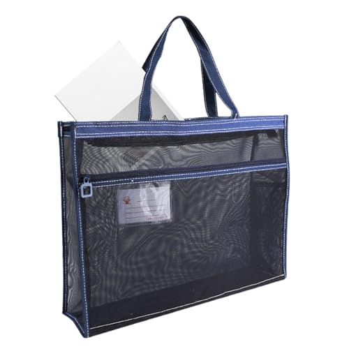 Netztasche für Kunstmaterialien, Netztasche für Kunst, transparent, 17 x 13 x 4,4 cm, mit Griff und Reißverschluss, A3 für Kunstwerke, blau, Consulte la descripción, Siehe Beschreibung von Genérico