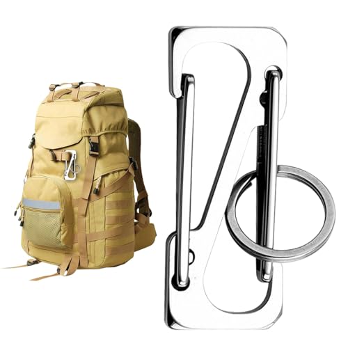 Doppelkarabiner-Schlüsselanhänger, abschließbarer Karabinerhaken mit Schlüsselanhänger, offener Karabinerhaken mit Doppelclip, Karabinerhaken mit Feder, Gliederhaken für Wandern, Klettern und Outdoor von Générique