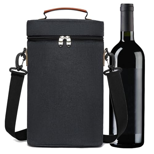 Générique Bottle Wine Tote Bag, 2 Flaschenkühler, isolierter Weinbehälter, wasserfester Weinbehälter, tragbarer Weinbehälter, Weinbehälter mit Griff, isolierte Weintasche, Schwarz , Se référer au von Générique