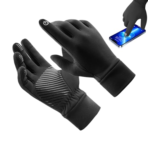 Générique Handschuhe für Damen, warm, Thermal Lining Gloves, rutschfeste Winterhandschuhe, kaltes Wetter, Handschuhe mit leitfähigen Fingerspitzen zum Laufen, Skifahren und Outdoor Camping, Schwarz von Générique