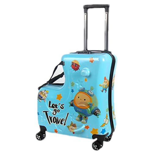 Générique Ride-on Kinder Suitcase, Rolling Trolley für Kinder, multifunktionaler Spinner für Reisen, Festivals und Schule, niedlicher Reisekoffer für und Mädchen, blau, Se référer au von Générique