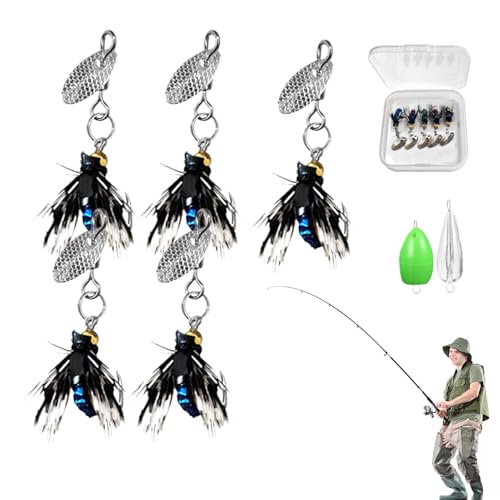 Köder zum Fliegenfischen, Fliegenköder – Set zum Fliegenfischen, künstliche Köder mit reflektierenden Pailletten, Angelausrüstung, starke Haftung, Backofen Köder zum Fliegenfischen, Fliegenköder – Set zum Fliegenfischen, künstliche Köder mit reflektierenden Pailletten, Angelausrüstung, starke Haftung, Backofen von Générique