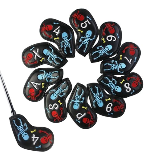 Premium Leder Golf Club Head Cover Set | Stylish Skeleton Pattern Schutz für Fahrer, Fairway Woods und Hybrids | Langlebig, kratz- und beständig Golf Head Zubehör von Générique