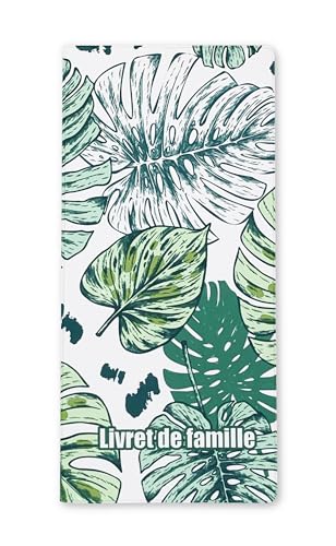Schutzhülle für Familienbuch – Modell Monstera – hergestellt in Frankreich, weiß/grün, 10.5 x22 cm, Etui von Générique