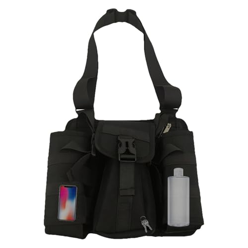 Sportrucksack, Umhängetaschen mit Wasserflaschenhalter | Sling-Rucksack für Wasserflasche, mehrere Taschen – -Tasche für Wanderungen, Reisen, Transpo-Tasche, Schwarz , Se référer au von Générique