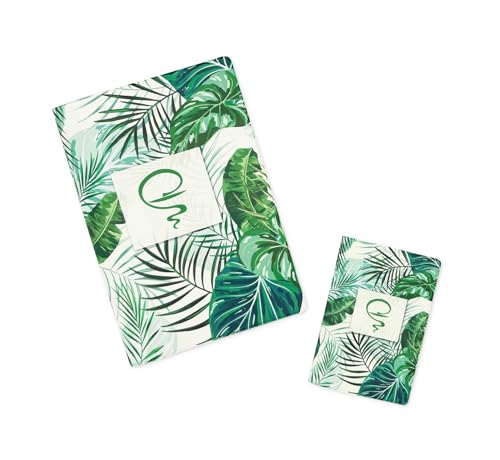 Tasche für Ordentskarten und Vitalkartenhalter, 2 Stück, Modell Tropical Vert – Material Gummi – hergestellt in Frankreich, Grün / Weiß, GO : 12 x 17 cm et PC 6,5 x 9,5 cm, Mit Kreditkartenfach aus von Générique