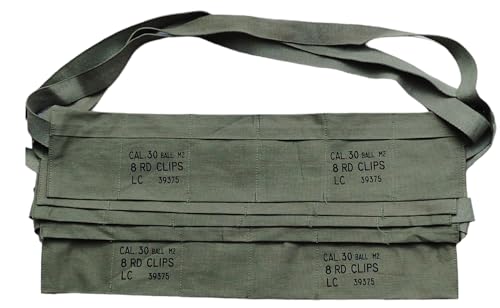 (Pack of 5) WWII US Army Cotton Cloth Bandolier for M1 Garand Cotton Cloth Cover- OD Green von Generisch