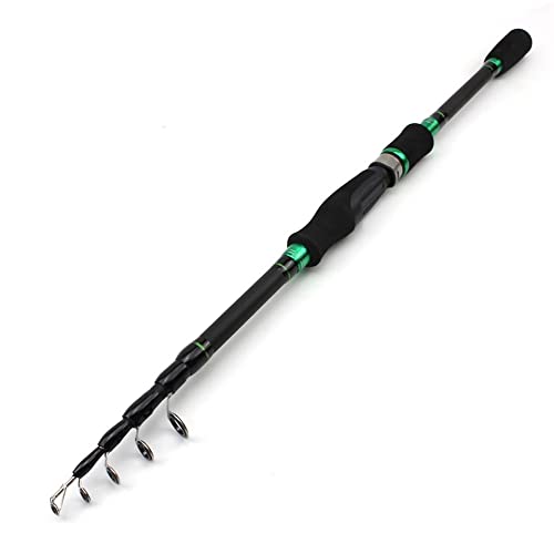 1,8 m 2,1 m 2,4 m 2,7 m Tragbare Teleskop Angelrute Carbon-Stange M Power Spinning Casting Rod Pol Angelgerät(Green,2.1 m) von Generisch