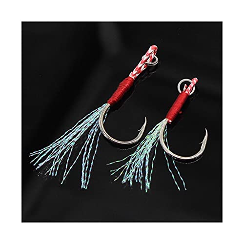 10 Teile/los Angelhaken Jig Assist Hook mit PE Line Feder Jigging Löffel Salzwasser Fishhook Löffel Jig Lure Haken(1.5cm Thread 10pcs,Size 15) von Generisch