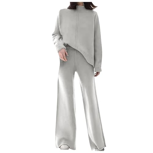 2 Teiler Damen Festival Flugzeug Bequeme Freizeitanzug Women Hausanzug Pullover Hosen Freizeit Anzug Loungewear Lounge Set Streatwear Jogginganzug Beige L von Generisch